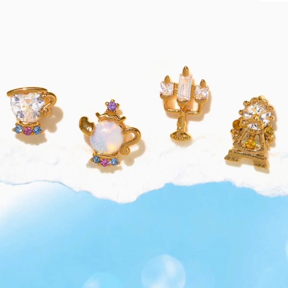 Girls Crew Be Our Guest Gold Beauty & the Beast Studs